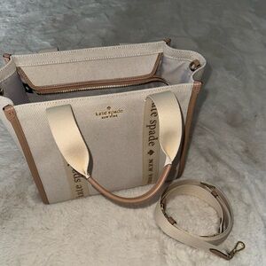 Kate Spade Kip Canvas Small Tote Bag- Cream